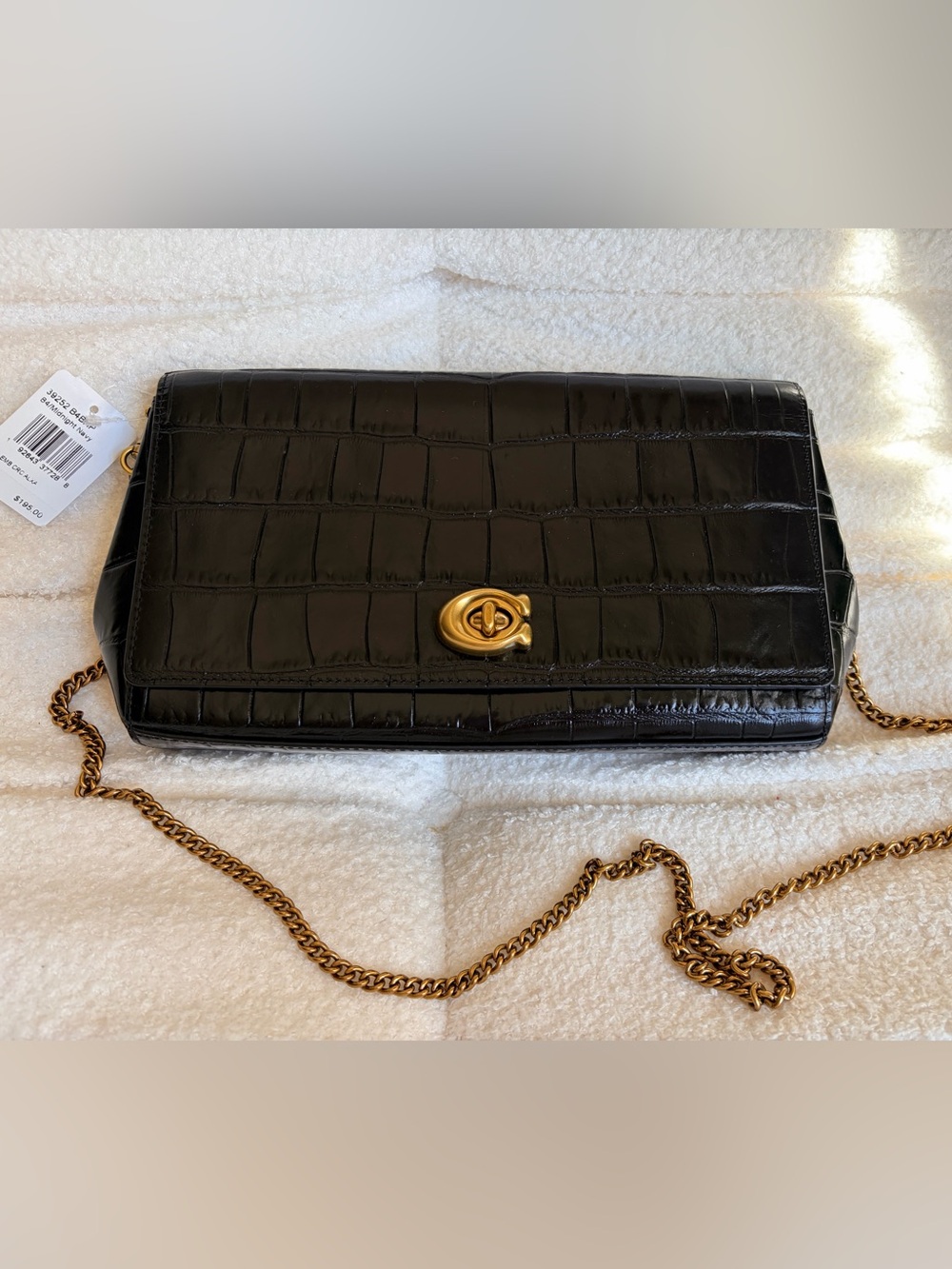 COACH 39252 Alexa Clutch Embossed Crocodile Turnlock B4/Midnight NWT